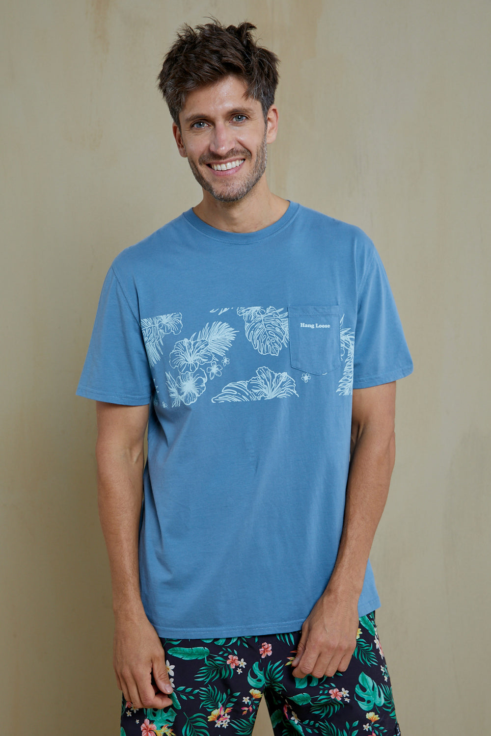 Leaves Organic PIMA Tee – Slate Blue - Hang Loose#color_slate-blue