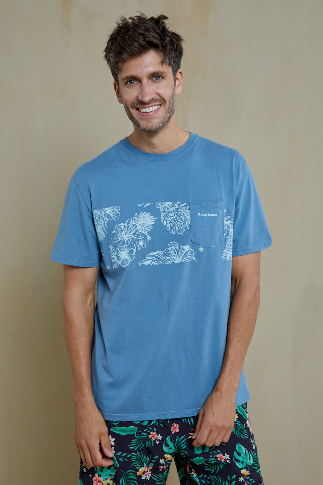 Leaves Organic PIMA Tee – Slate Blue - Hang Loose#color_slate-blue