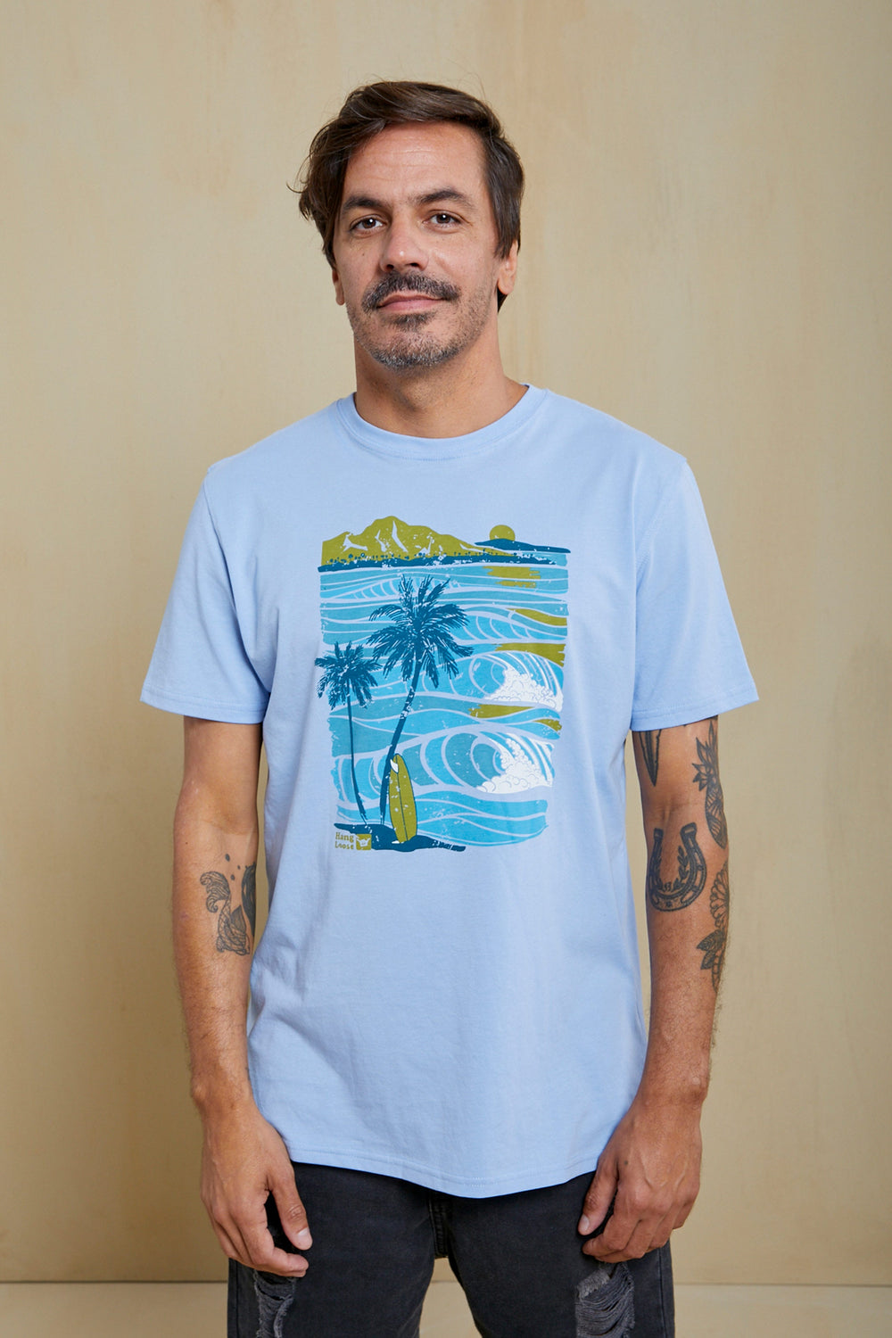 Waves Organic PIMA Tee – Light Blue - Hang Loose#color_light-blue