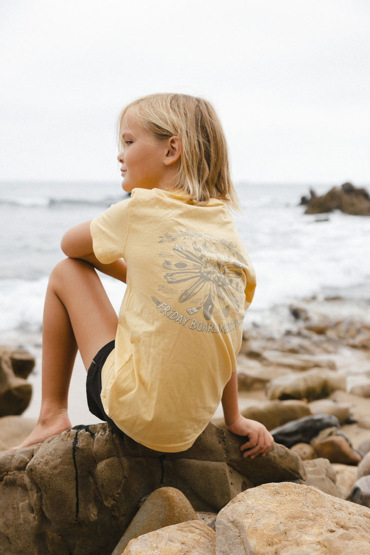 Board Meeting Kids PIMA Tee – straw - Hang Loose#color_straw