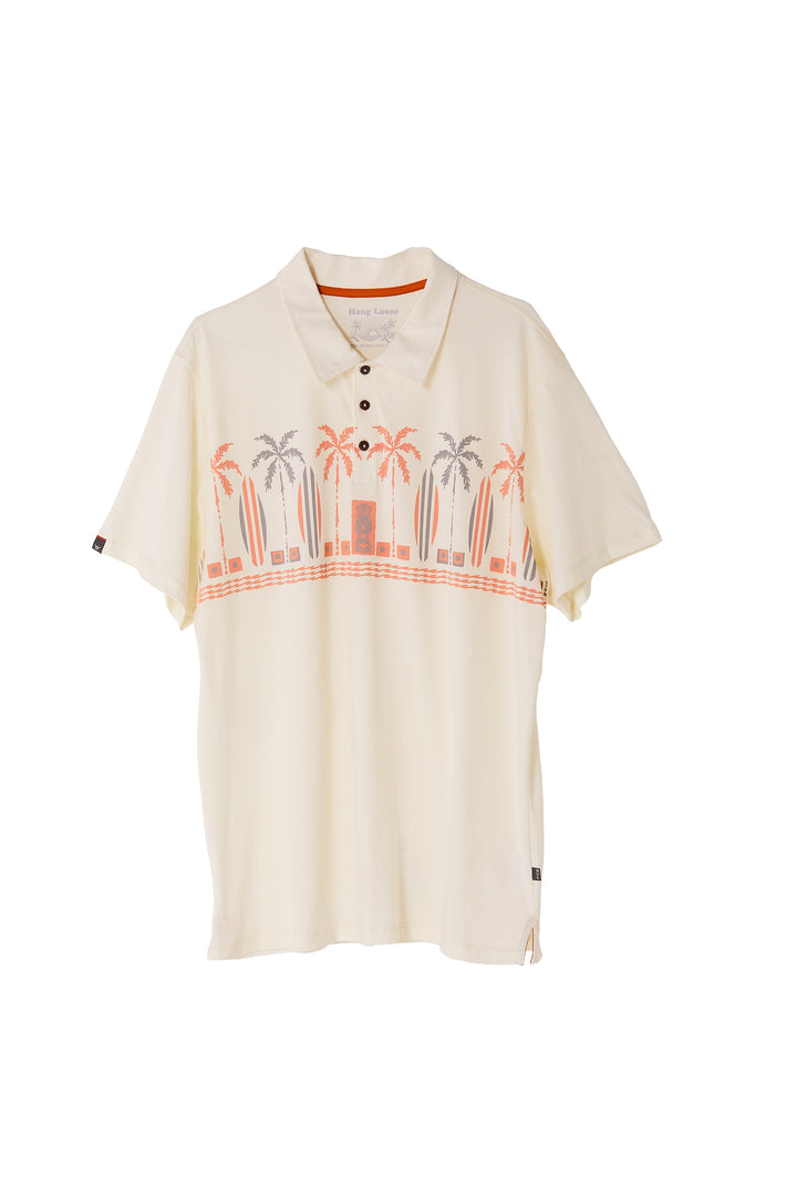 Haleiwa Polo Organic PIMA Tee – Off White - Hang Loose#color_off-white