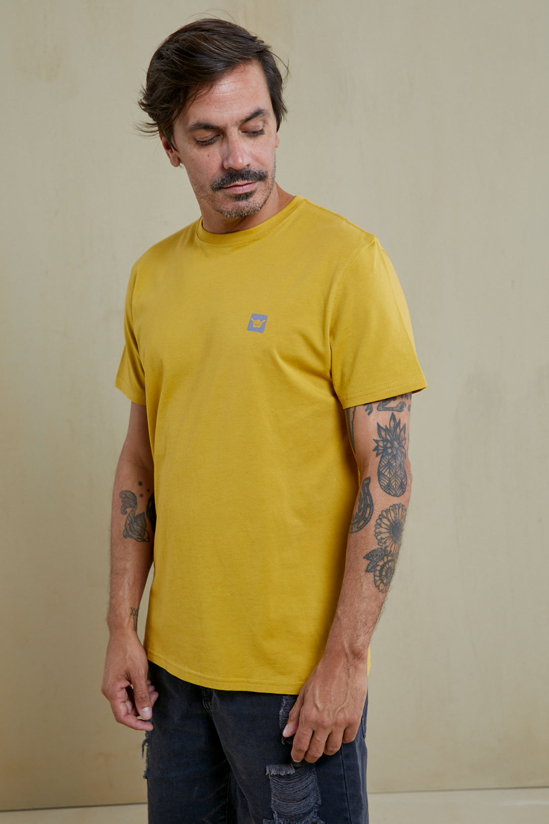 Back Organic PIMA Tee – Mustard - Hang Loose#color_mustard