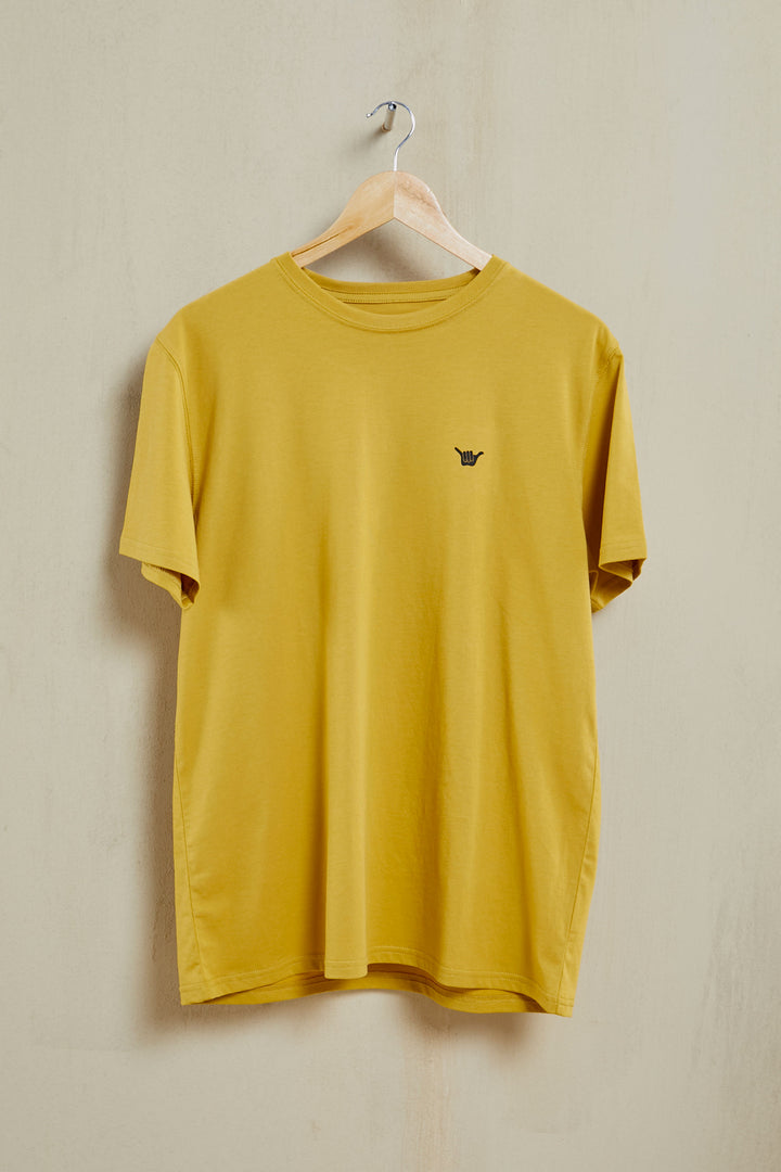 Square Organic PIMA Tee - Mustard - Hang Loose#color_mustard