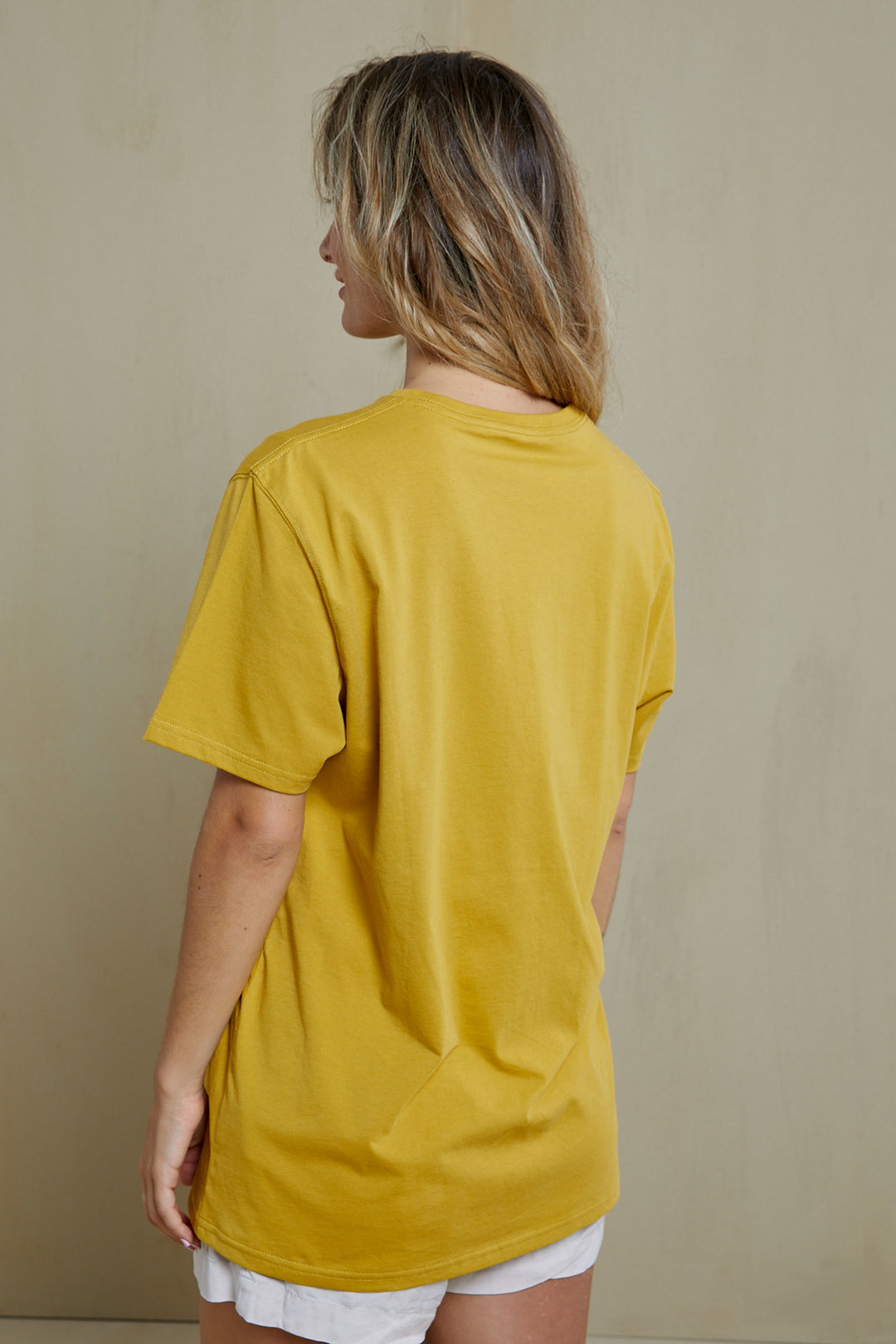 Square Organic PIMA Tee - Mustard - Hang Loose#color_mustard