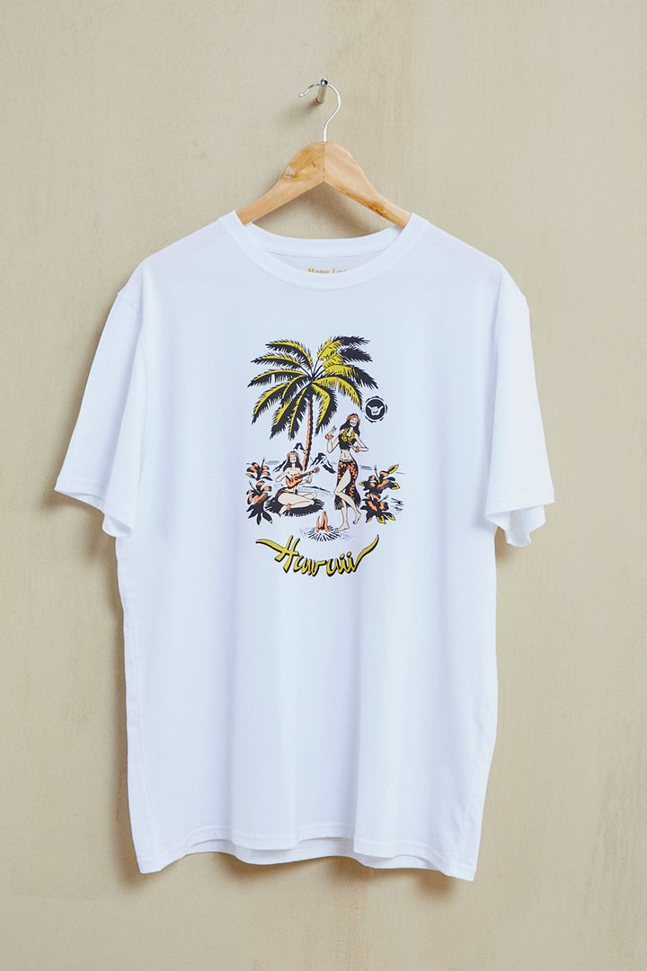 Dancing Organic PIMA Tee - White - Hang Loose#color_white