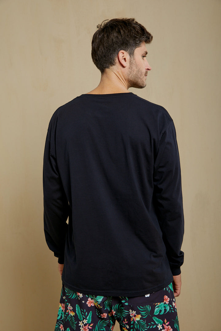 Eighty Two Long Sleeve Organic PIMA Tee – Black - Hang Loose#color_black