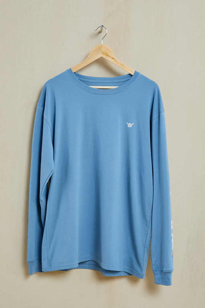 Eighty Two Long Sleeve Organic PIMA Tee – Slate Blue - Hang Loose#color_slate-blue