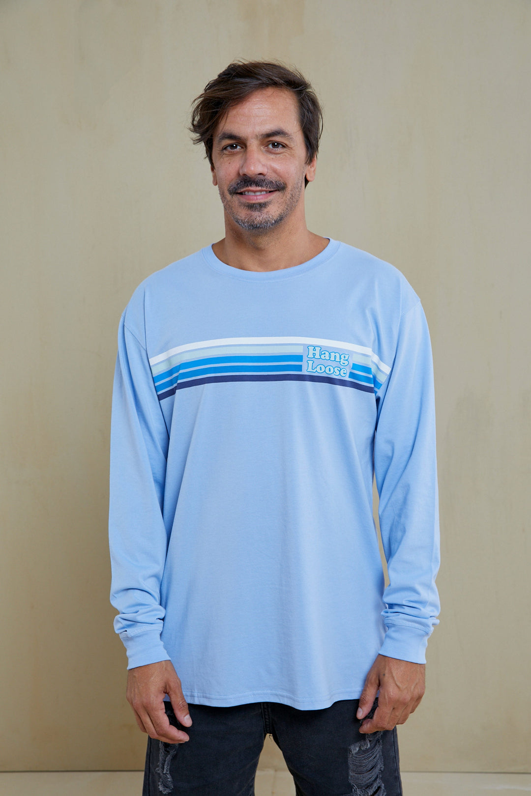 Racing Long Sleeve Organic PIMA Tee – Light Blue - Hang Loose#color_light-blue