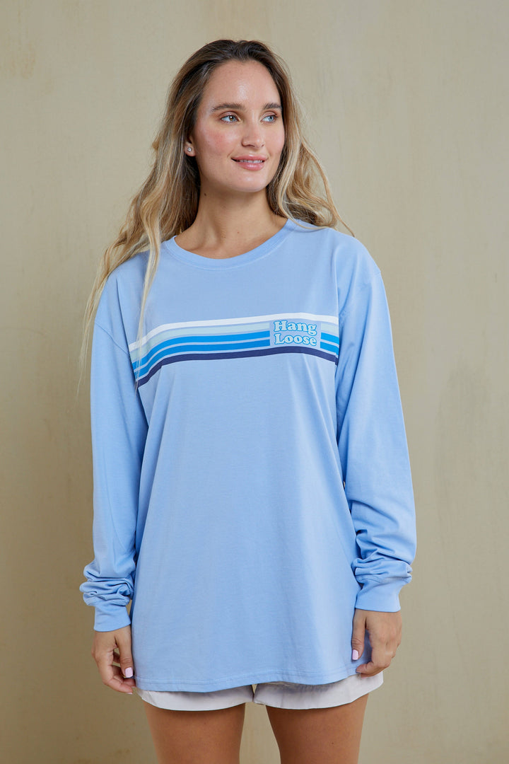 Racing Long Sleeve Organic PIMA Tee – Light Blue - Hang Loose#color_light-blue