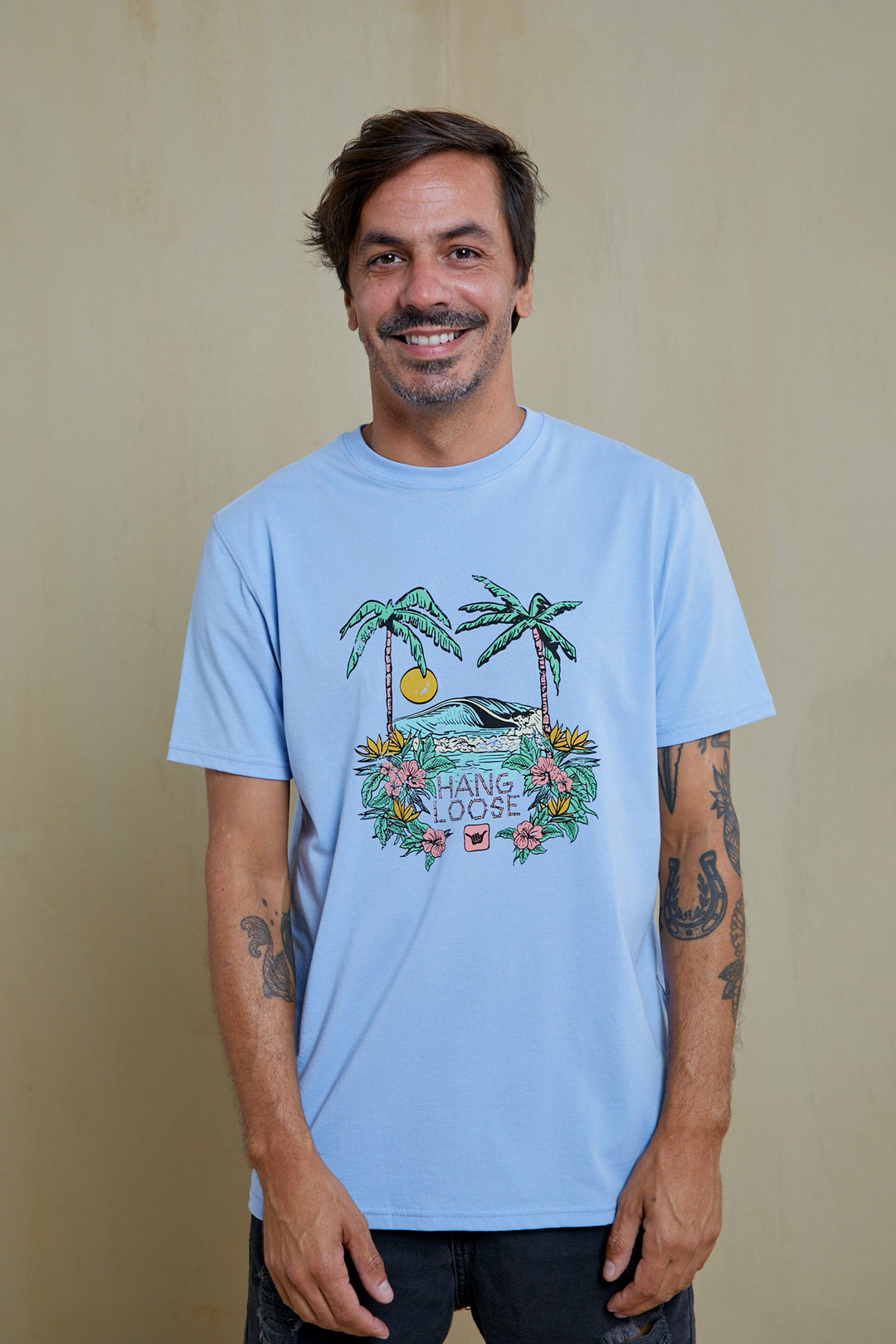 Sunset Organic PIMA Tee - Light Blue - Hang Loose#color_light-blue