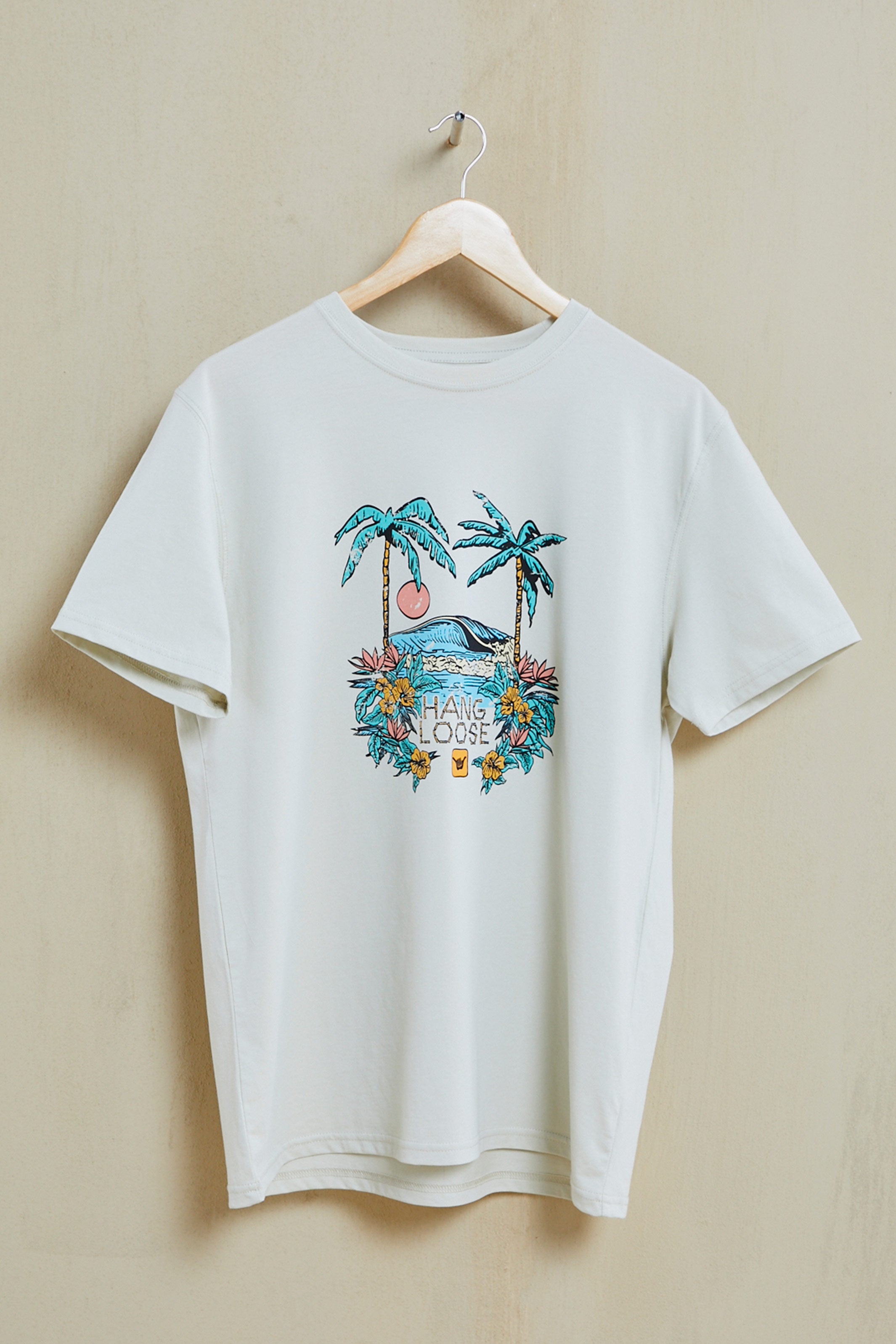 Sunset Organic PIMA Tee - Off White - Hang Loose#color_off-white