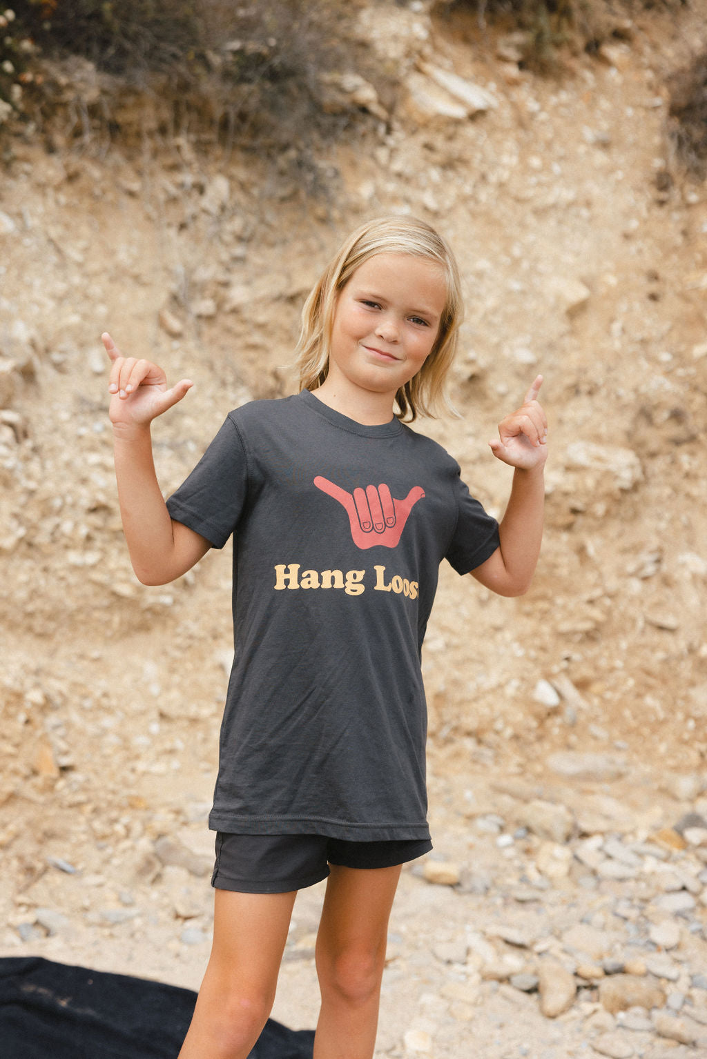 The Looger Kids PIMA Tee – Black Washed - Hang Loose#color_black-washed