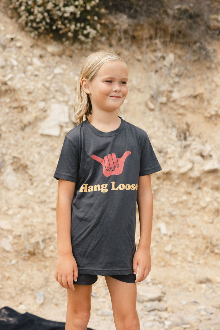 The Looger Kids PIMA Tee – Black Washed - Hang Loose#color_black-washed