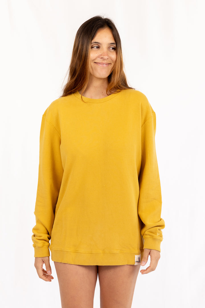 For the Crew PIMA Cotton Crewneck - Mustard - Hang Loose#color_mustard