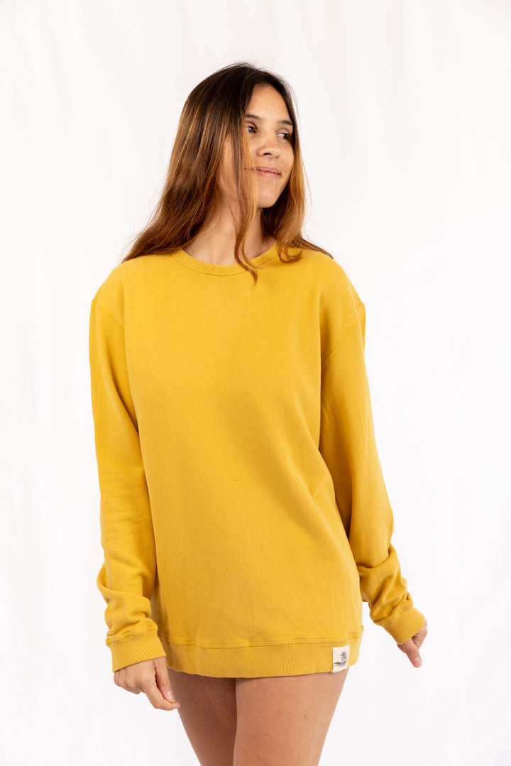 For the Crew PIMA Cotton Crewneck - Mustard - Hang Loose#color_mustard