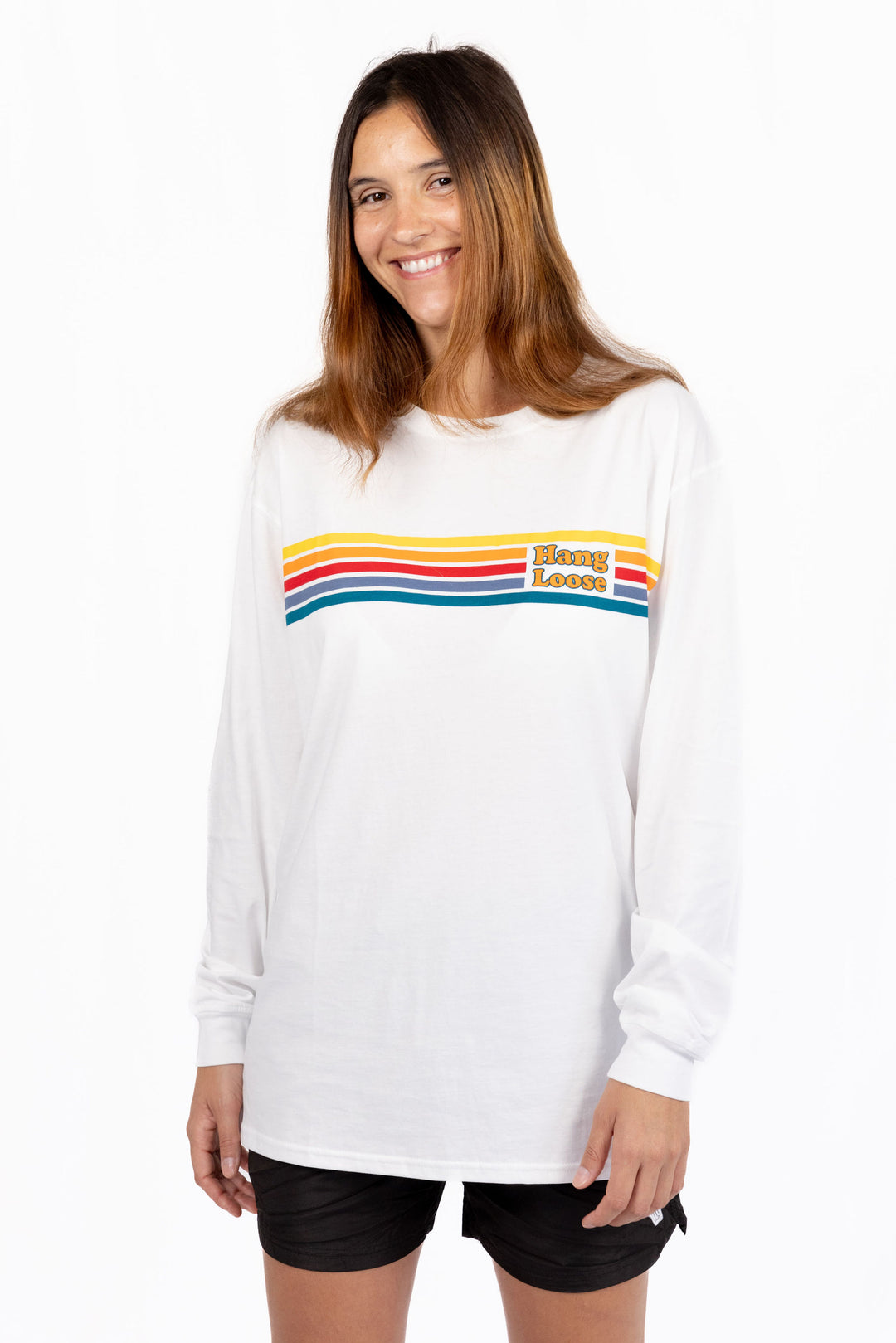 Racing Long Sleeve Organic PIMA Tee – White - Hang Loose#color_white