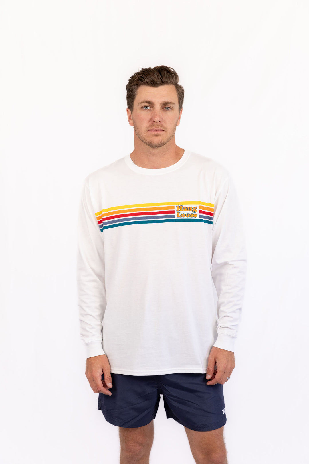 Racing Long Sleeve Organic PIMA Tee – White - Hang Loose#color_white