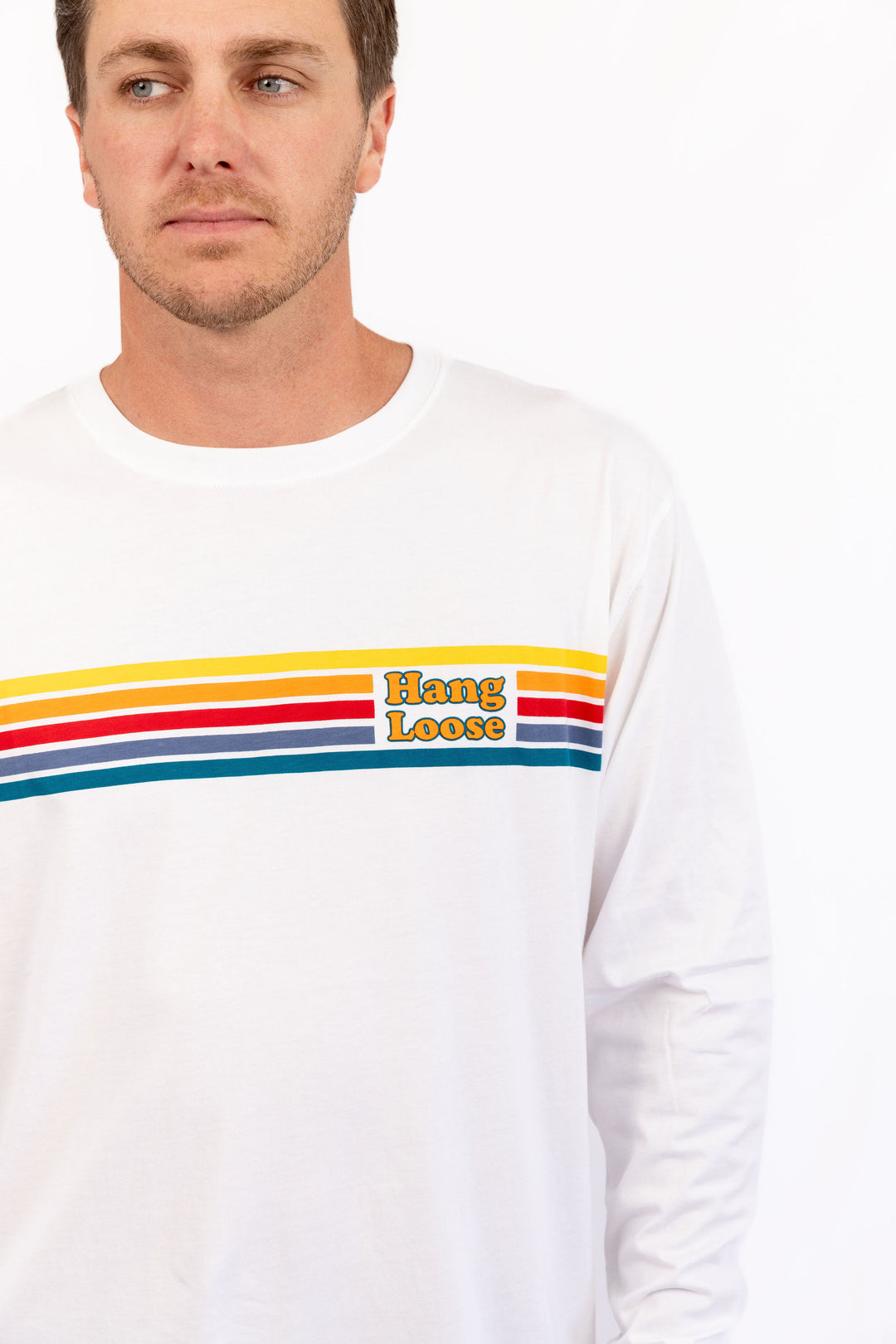 Racing Long Sleeve Organic PIMA Tee – White - Hang Loose#color_white