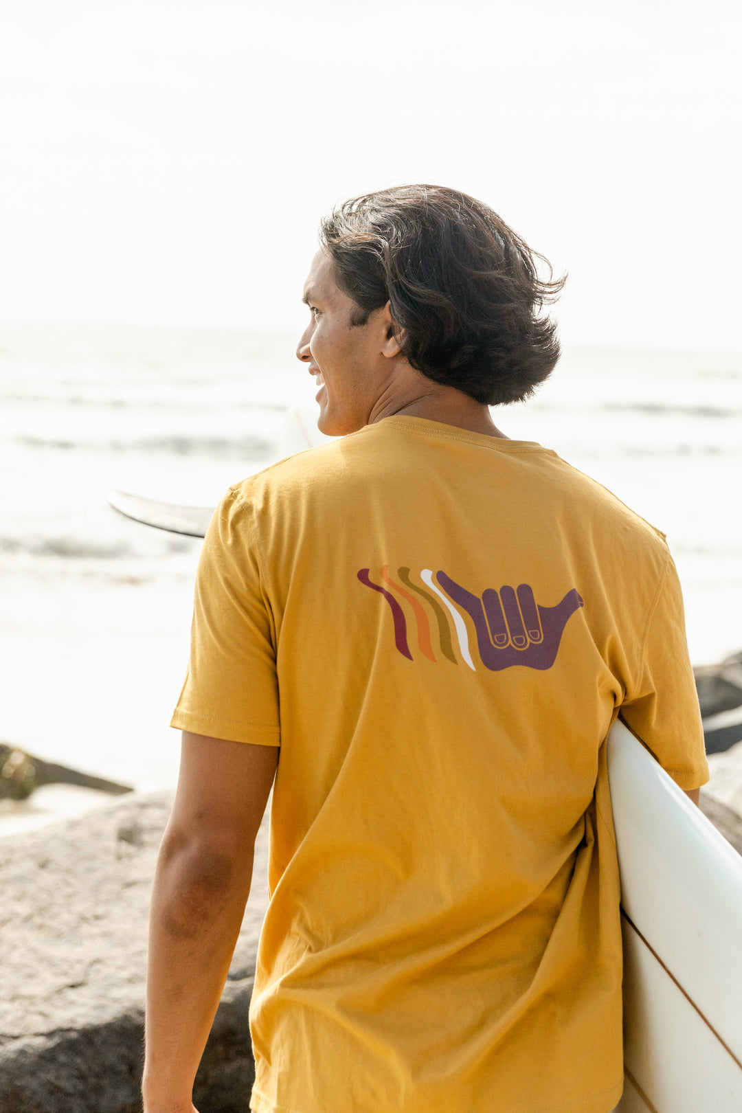 Eighty Two Organic PIMA Tee - Mustard  - Hang Loose#color_mustard