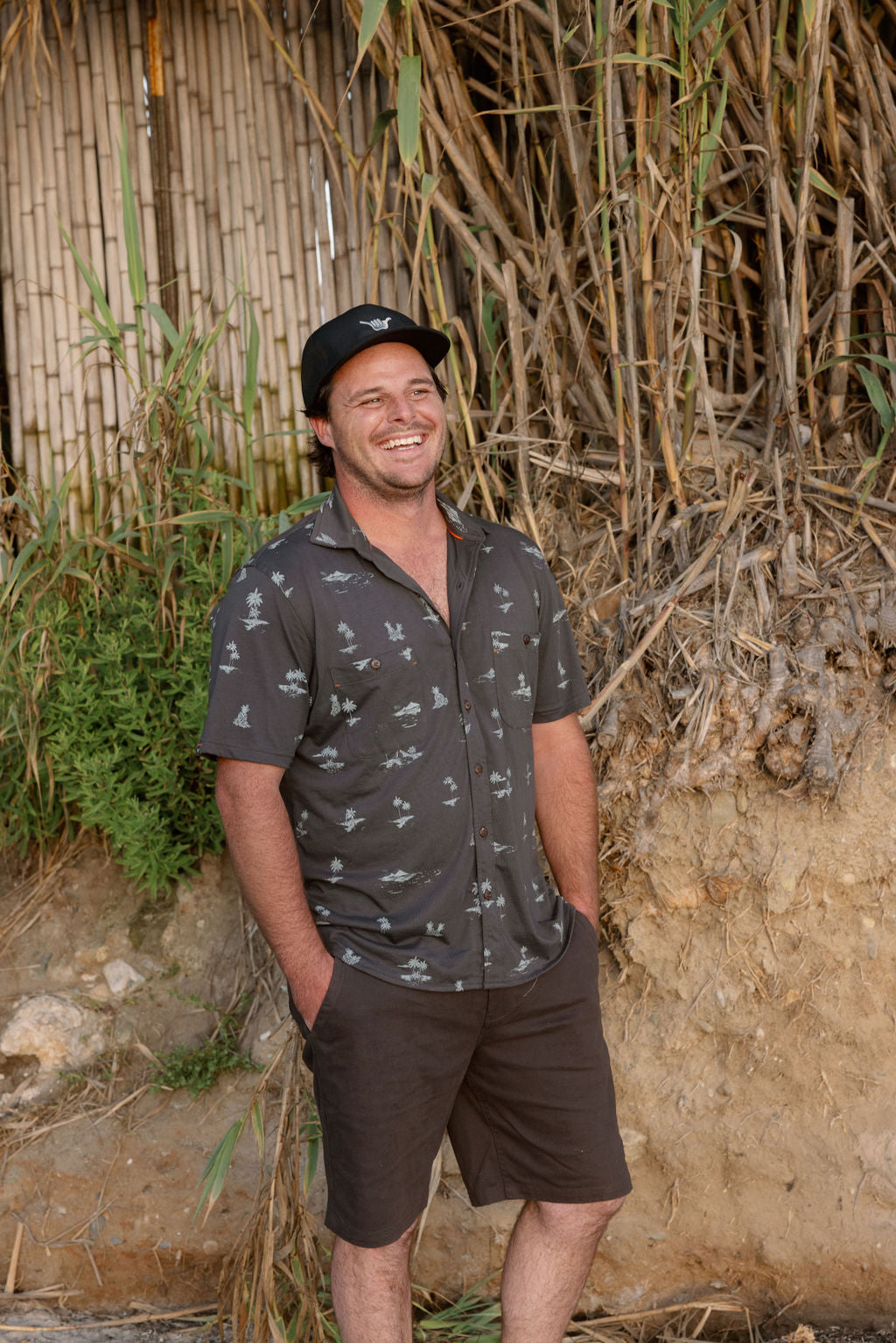 Sunset Organic PIMA Shirt - Black Washed - Hang Loose#color_black-washed